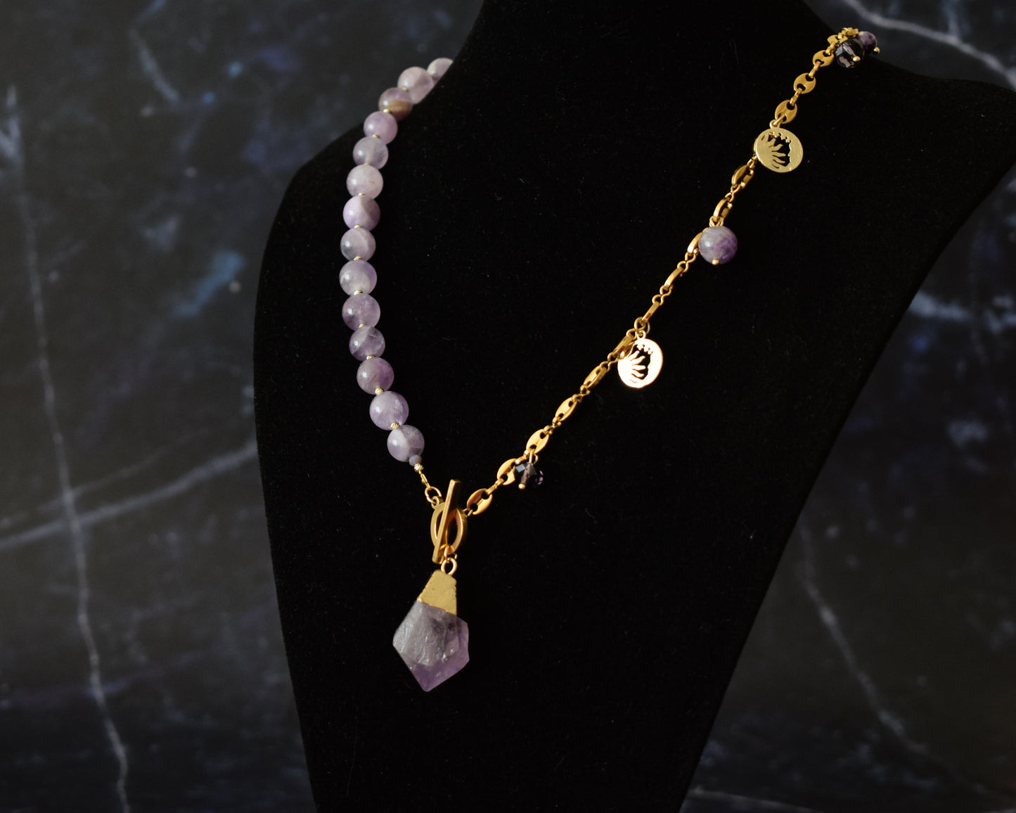 Amethyst Raw Crystal Pendant Necklace • Purple Gemstone Jewelry • 18 inch Statement Necklace • Gift for Her