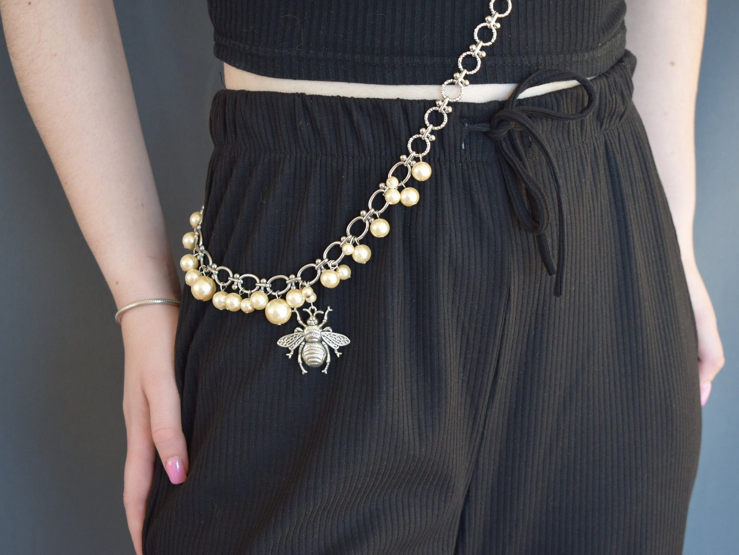 Pearl Bug Charm Body Chain – One Shoulder Statement Jewelry