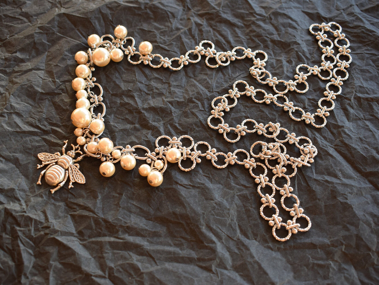 Pearl Bug Charm Body Chain – One Shoulder Statement Jewelry