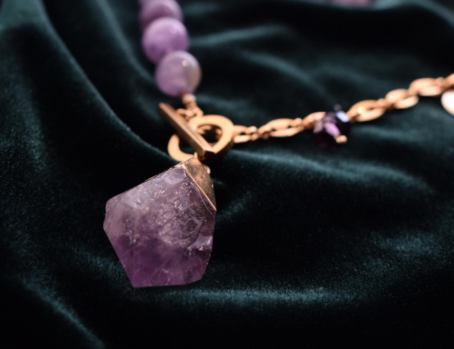 Amethyst Raw Crystal Pendant Necklace • Purple Gemstone Jewelry • 18 inch Statement Necklace • Gift for Her