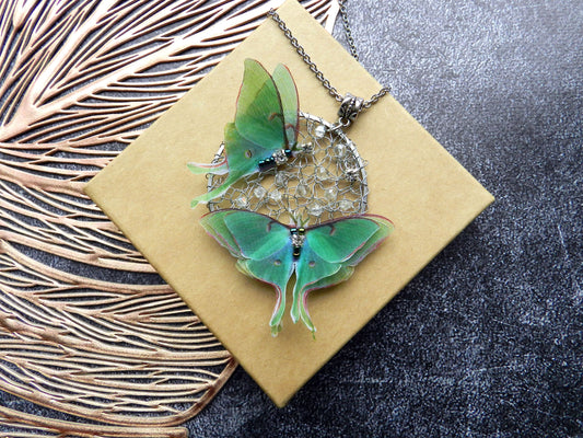 Luna moth pendant necklace