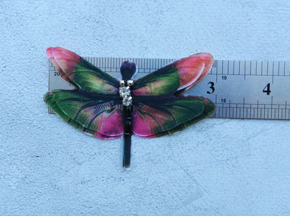 Green Silk Dragonfly Hair Pin