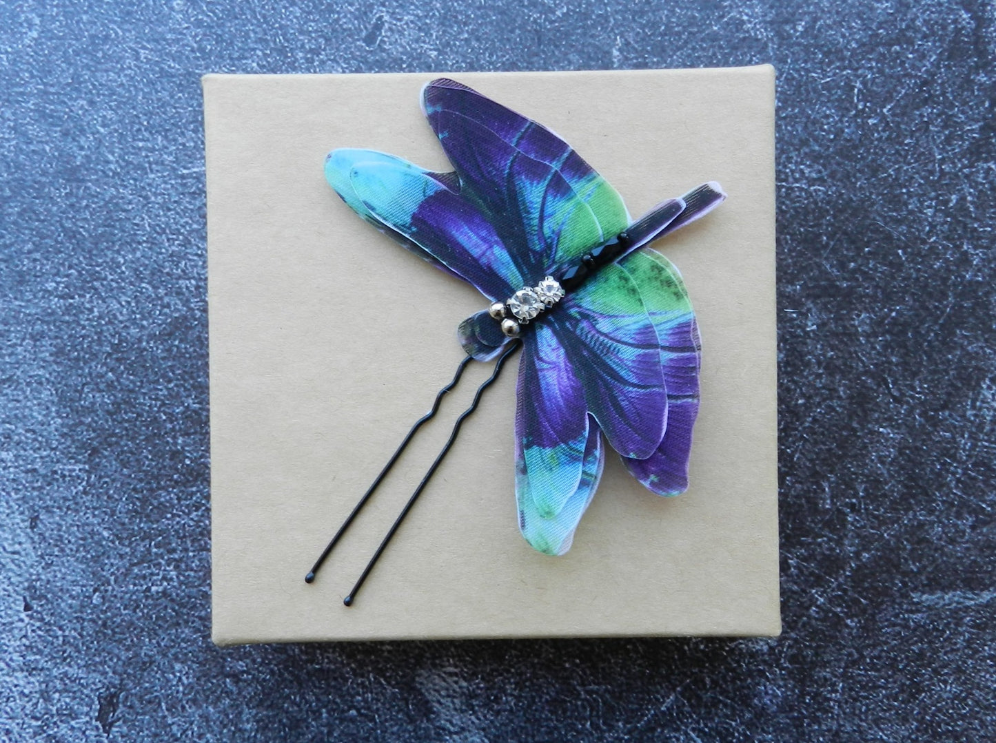 Green Silk Dragonfly Hair Pin