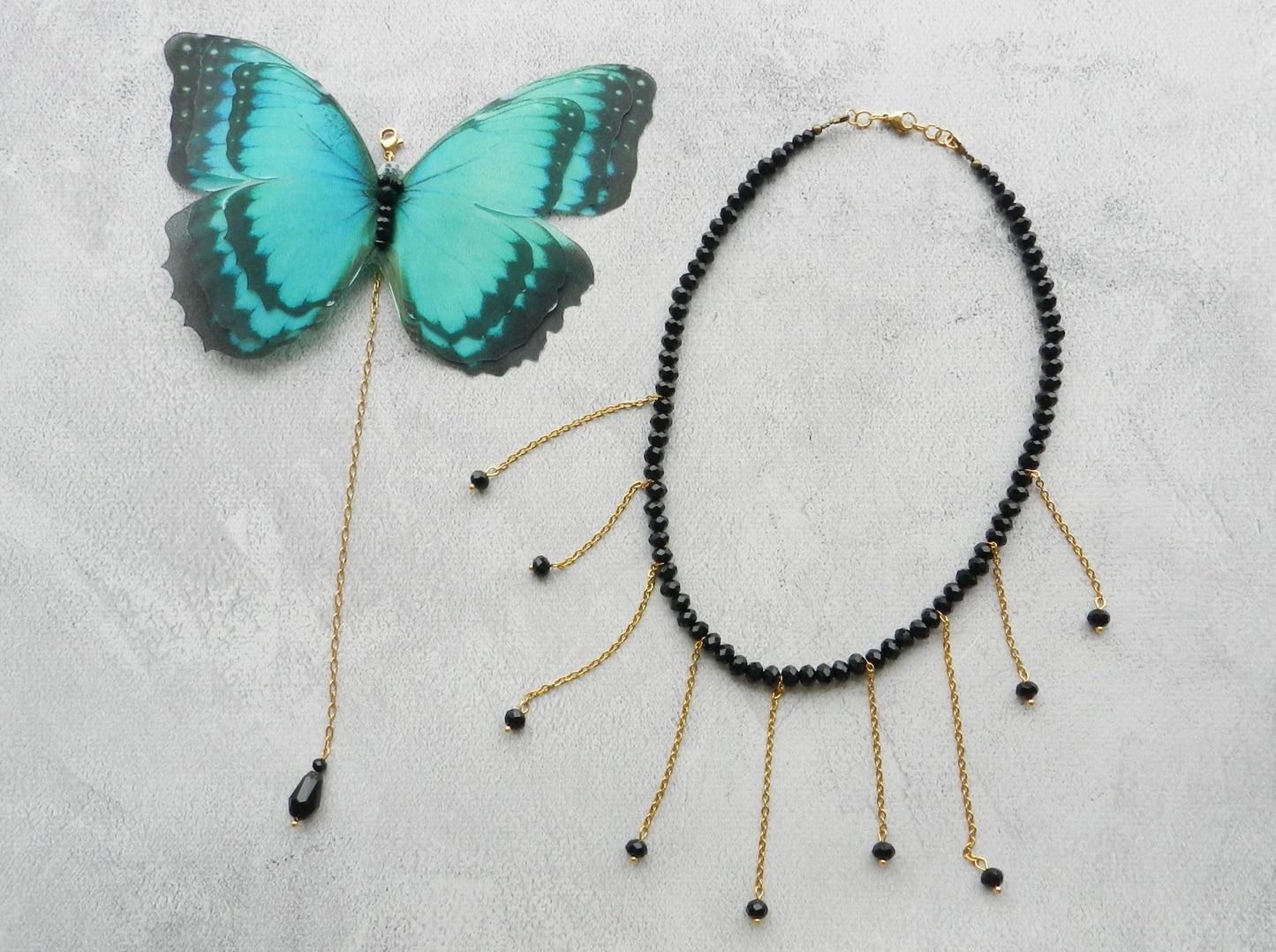 Backdrop Choker with Blue Butterfly Pendant