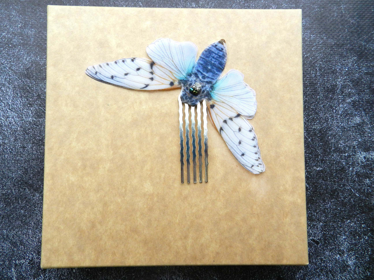 Silk cicada hair clips pins or brooch