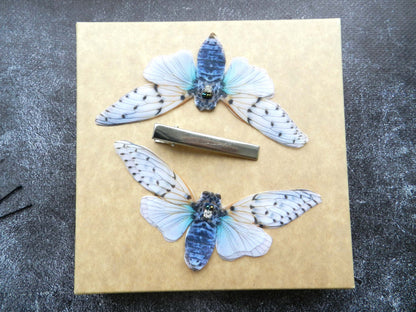 Silk cicada hair clips pins or brooch