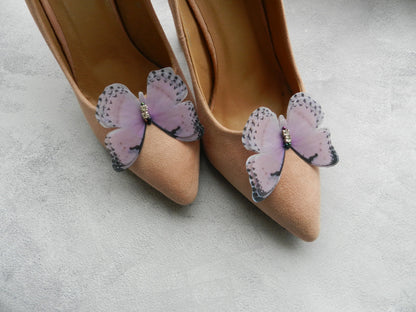 Bridal Pale Pink Butterfly Shoe Clips