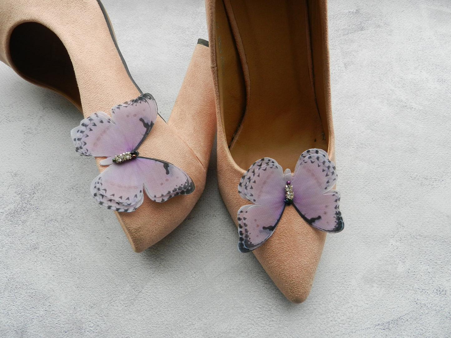 Bridal Pale Pink Butterfly Shoe Clips