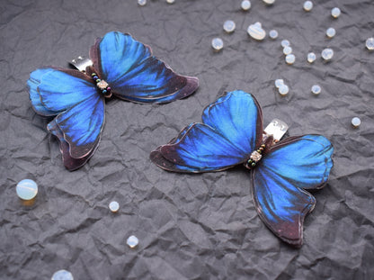 Blue Butterflies Bridal Shoe Clips