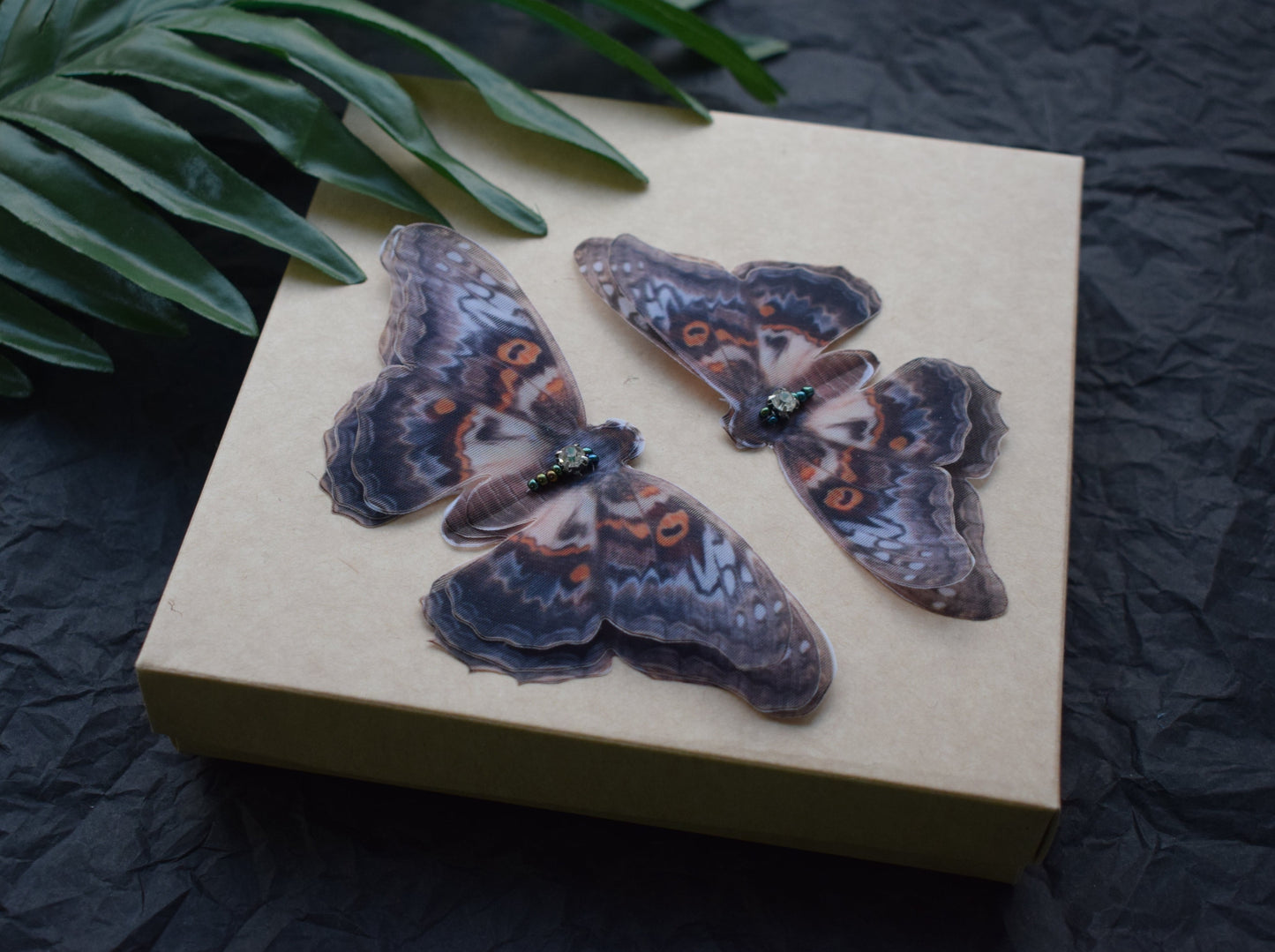 Brown Butterfly Silk Hair Clips