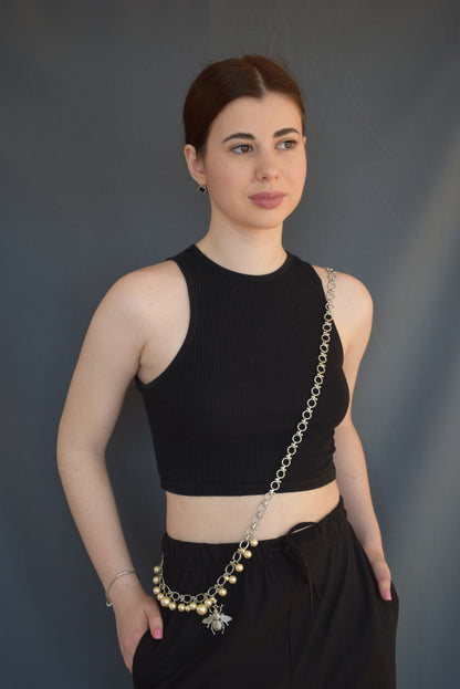 Pearl Bug Charm Body Chain – One Shoulder Statement Jewelry