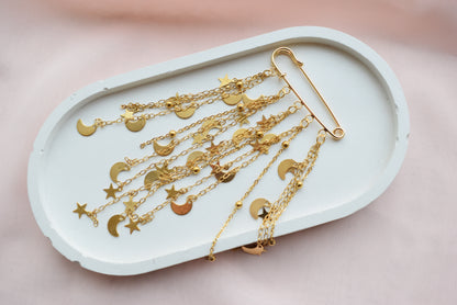 Boho celestial jewelry accessory with gold details