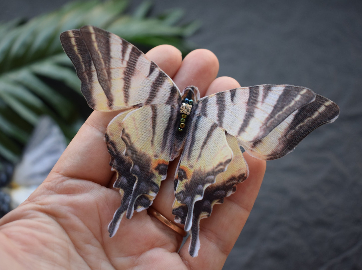 Silk Swallowtail butterflies hair clip or brooch moving wings