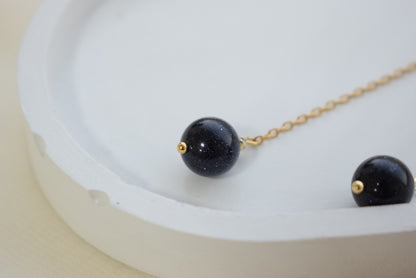 Aventurine Sun & Moon Long Chain Earrings – Golden Celestial Jewelry