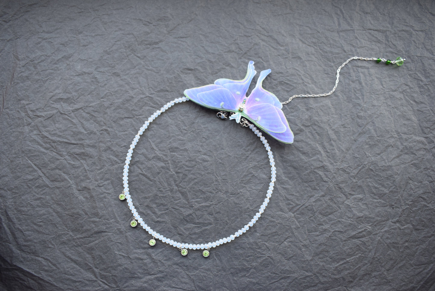 Luna moth purple butterfly backdrop necklace