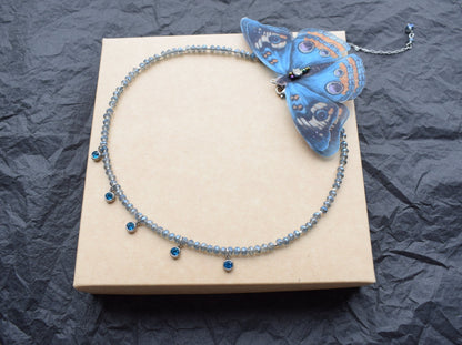 Blue Silk Butterfly Backdrop Necklace