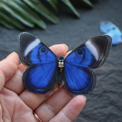 Blue Silk Butterfly Hair Clips or Brooch