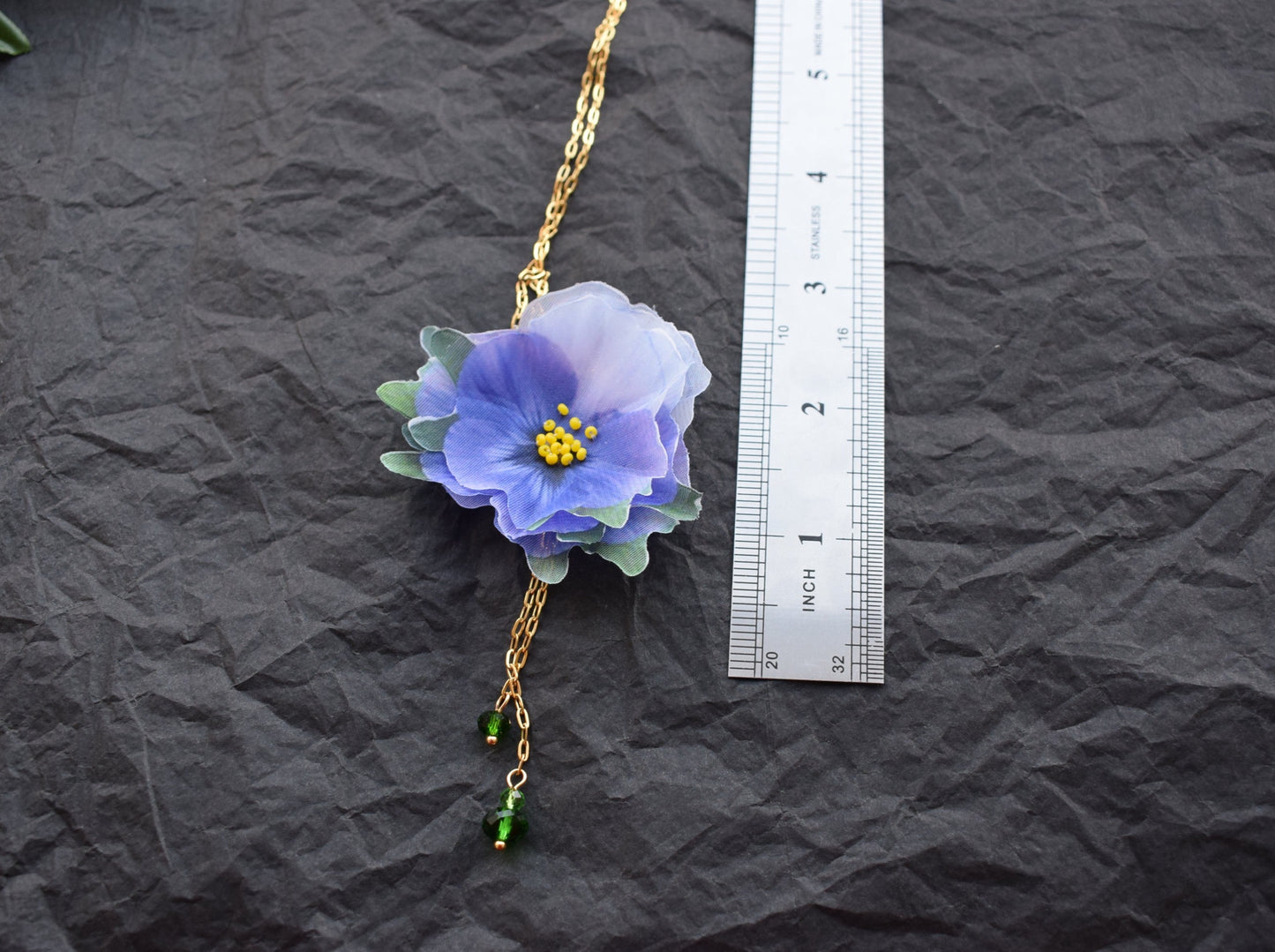 Silk Pansy Flower Pendant Necklace