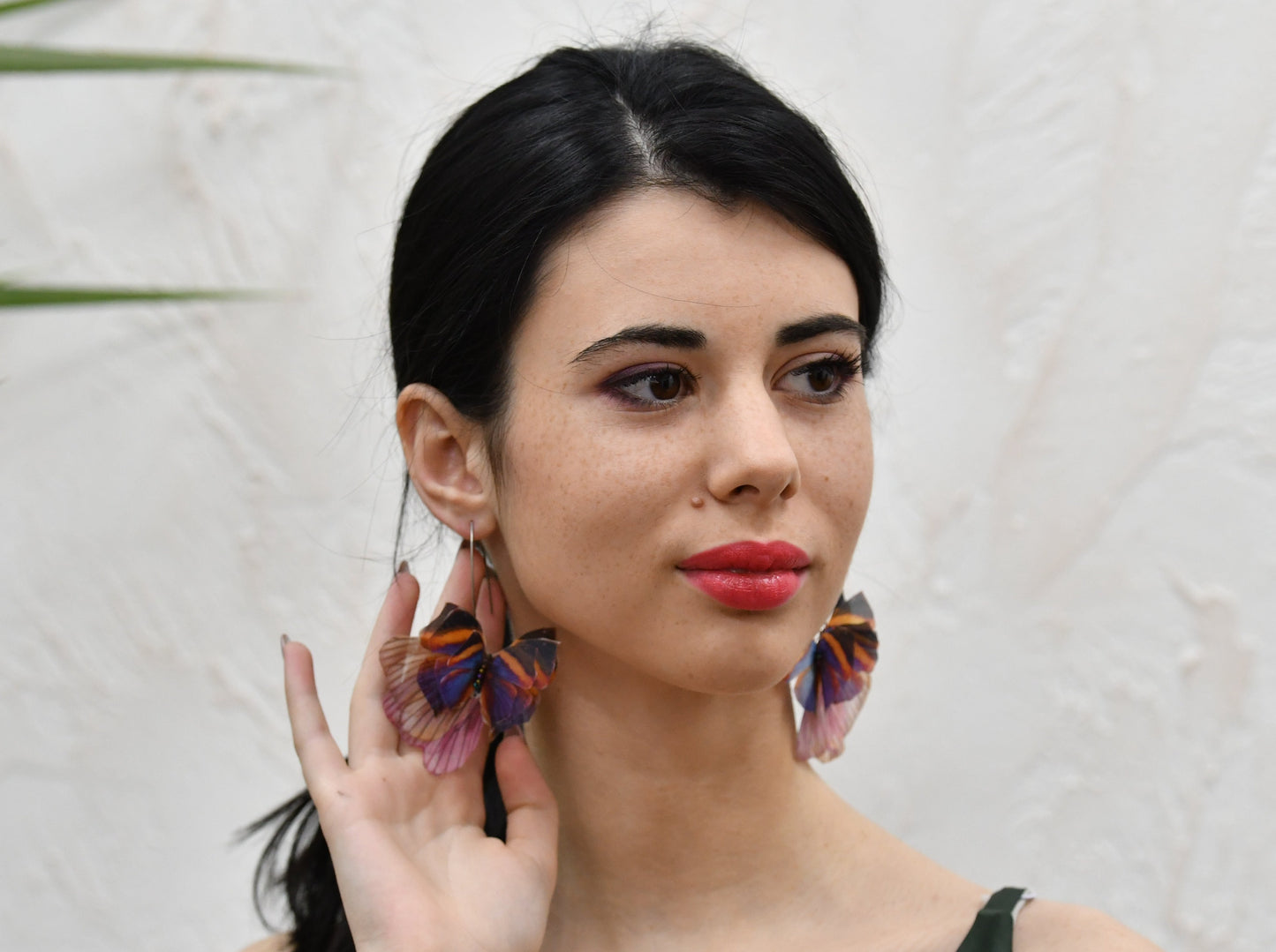 Silk butterflies drop earrings