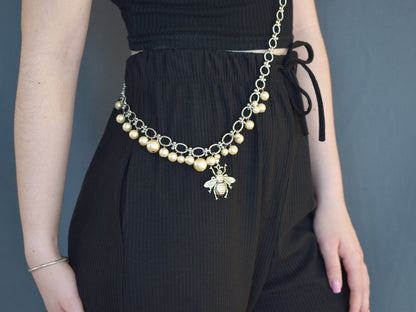 Pearl Bug Charm Body Chain – One Shoulder Statement Jewelry