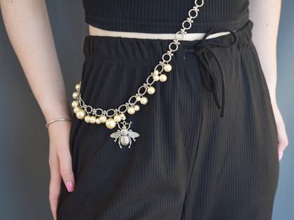 Pearl Bug Charm Body Chain – One Shoulder Statement Jewelry