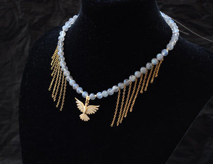 Golden Phoenix Pendant Labradorite Necklace