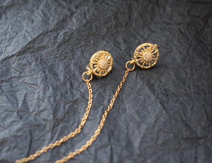 Labradorite Long Chain Earrings – Golden Jewelry Gift for Women