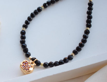 Pomegranate Pendant Necklace 14k Gold Plated - Spinel or Freshwater Pearl - Elegant Jewelry Gift for Women