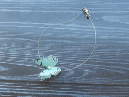 Blue Silk Butterfly Choker