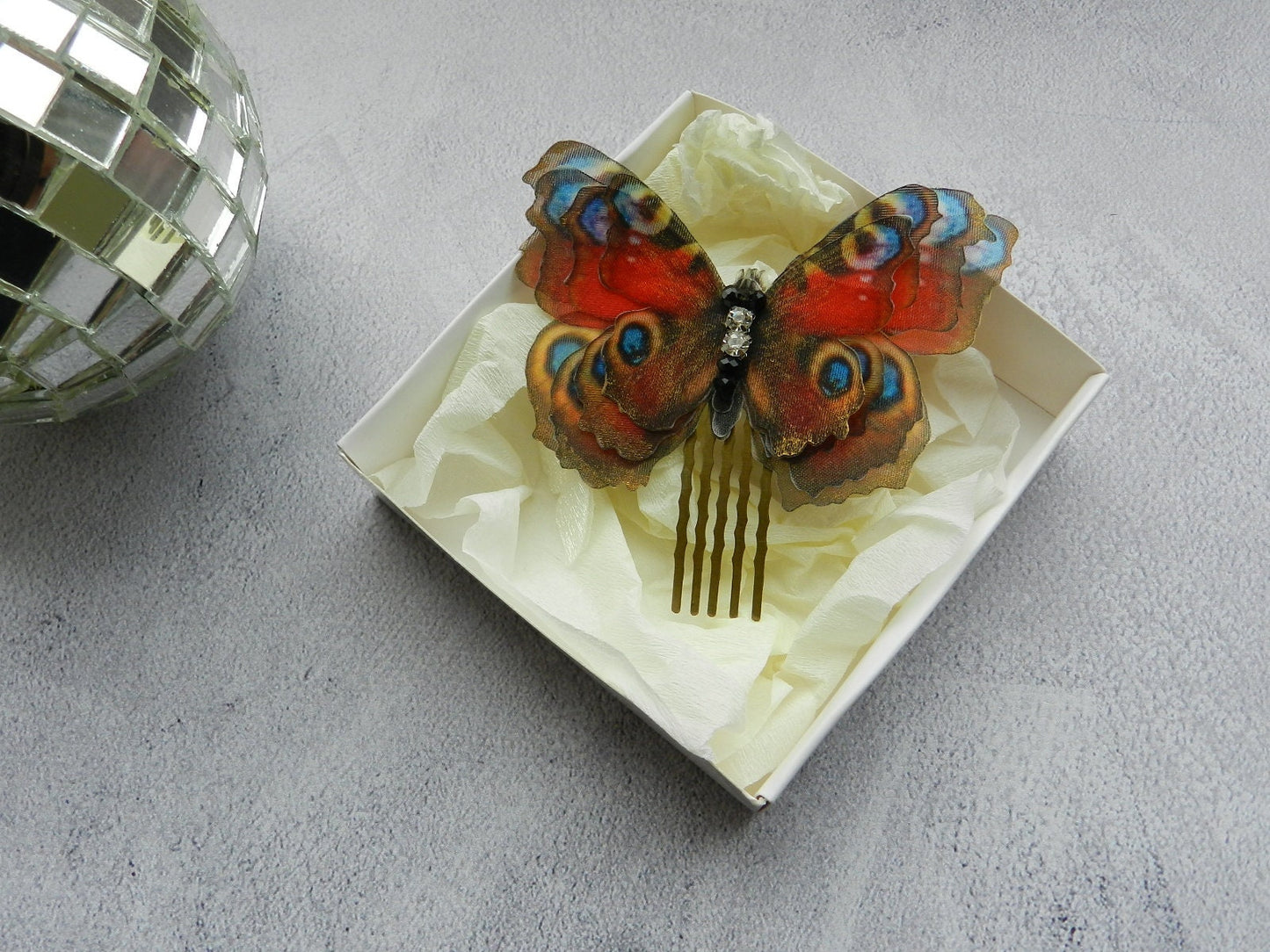 Silk Peacock Eye Butterfly Hair Comb