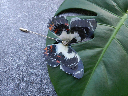 Silk peacock eye butterfly brooch