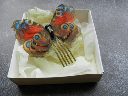 Silk Peacock Eye Butterfly Hair Comb