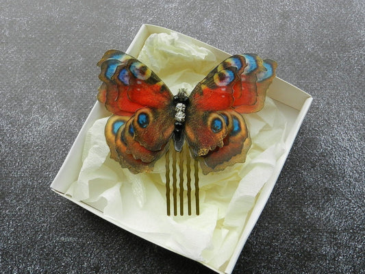 Silk Peacock Eye Butterfly Hair Comb