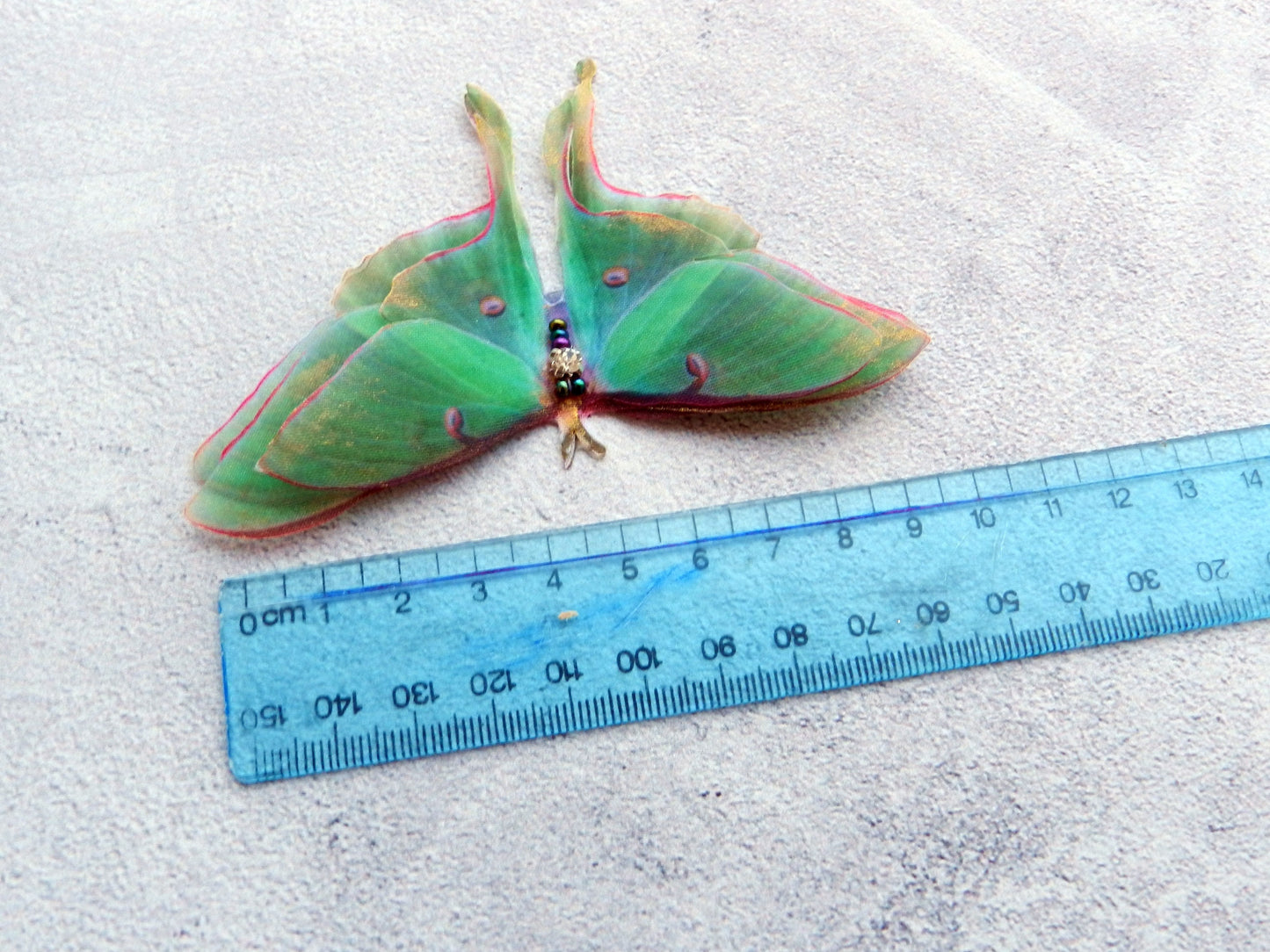 Silk luna moth hair clips with 3d wings