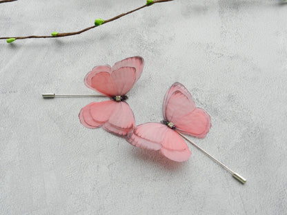 Silk peacock eye butterfly brooch