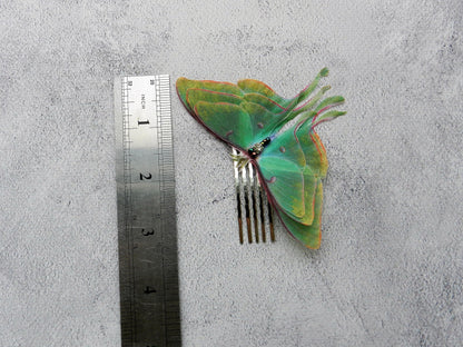 Silk luna moth hair comb