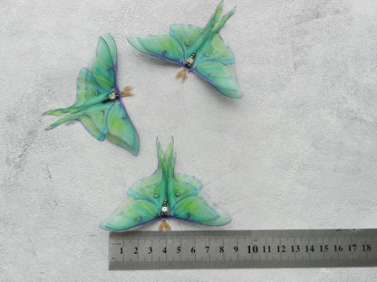 Silk luna moth hair clips pins or comb