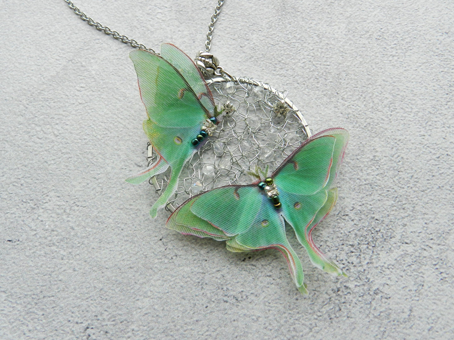 Luna moth pendant necklace