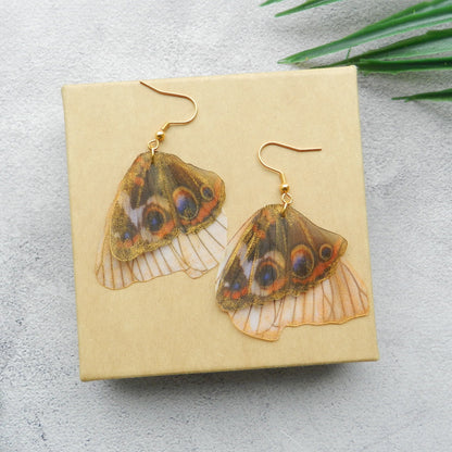 Silk butterfly wings drop earrings boho style