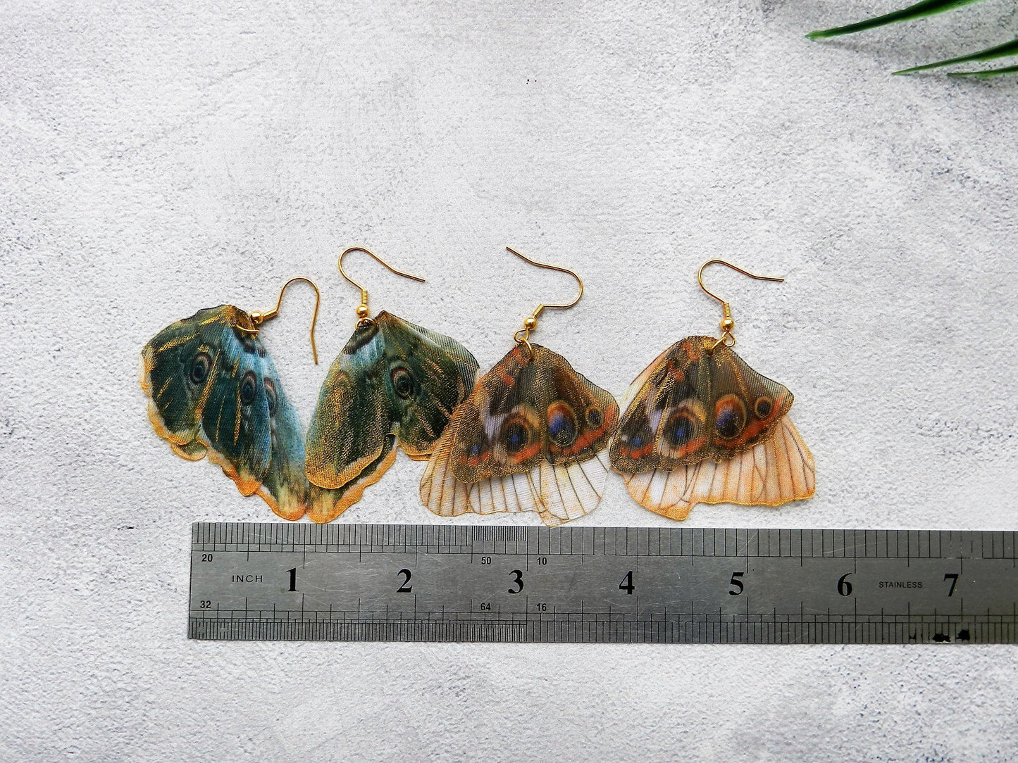 Silk butterfly wings drop earrings boho style