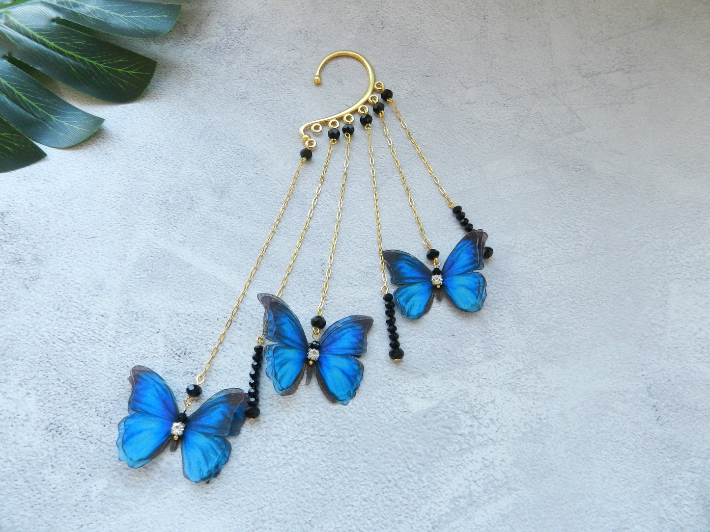 Ear Cuff No Piercing Blue Butterflies