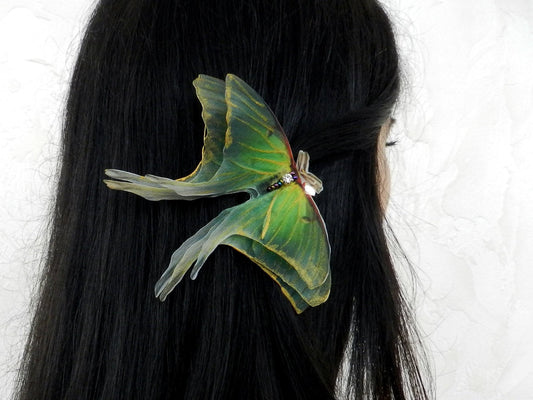 Silk Luna Moth Hair Clip
