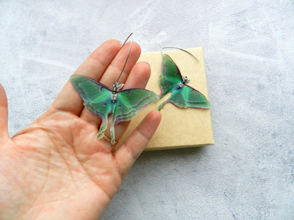 Luna moth drop earrings