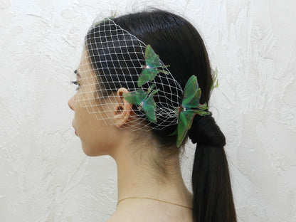 Luna moth bridal birdcage veil