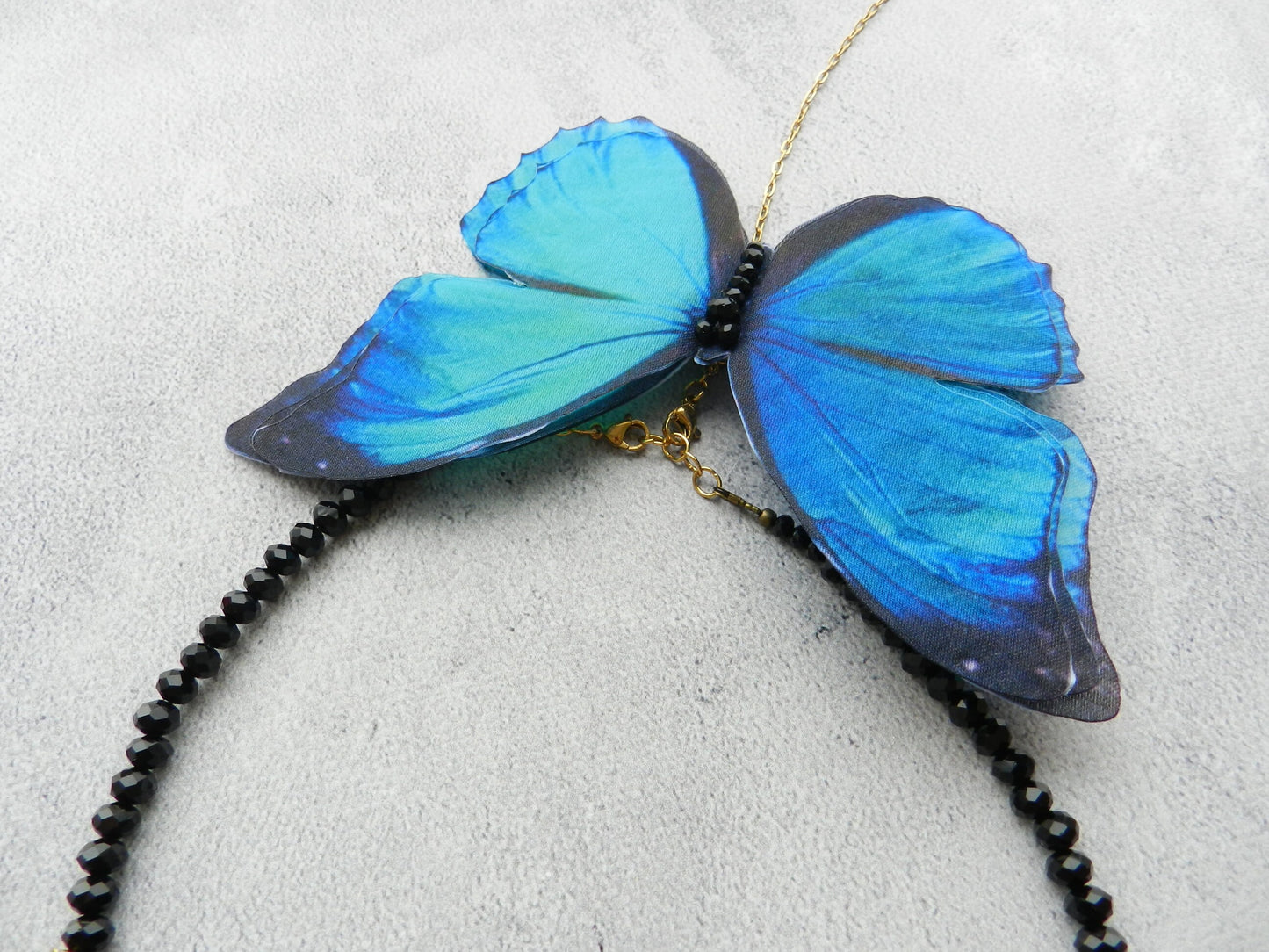 Backdrop Choker with Blue Butterfly Pendant