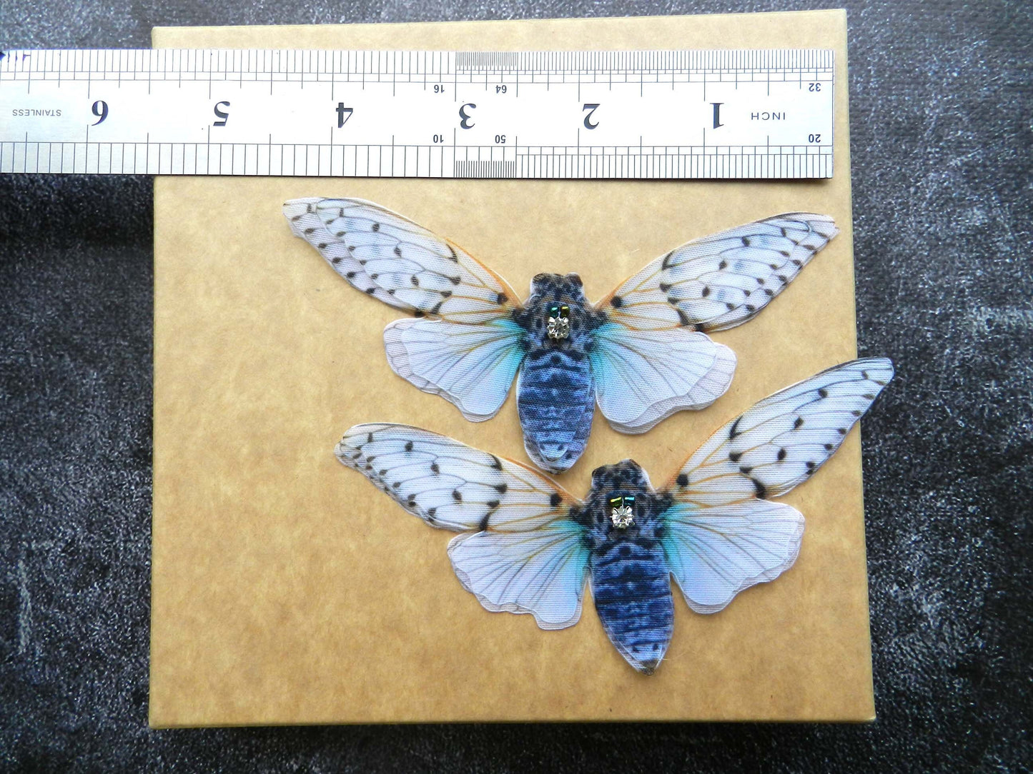 Silk cicada hair clips pins or brooch