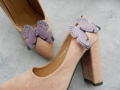 Bridal Pale Pink Butterfly Shoe Clips