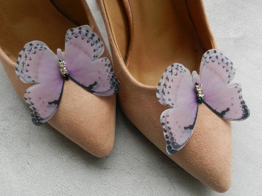 Bridal Pale Pink Butterfly Shoe Clips