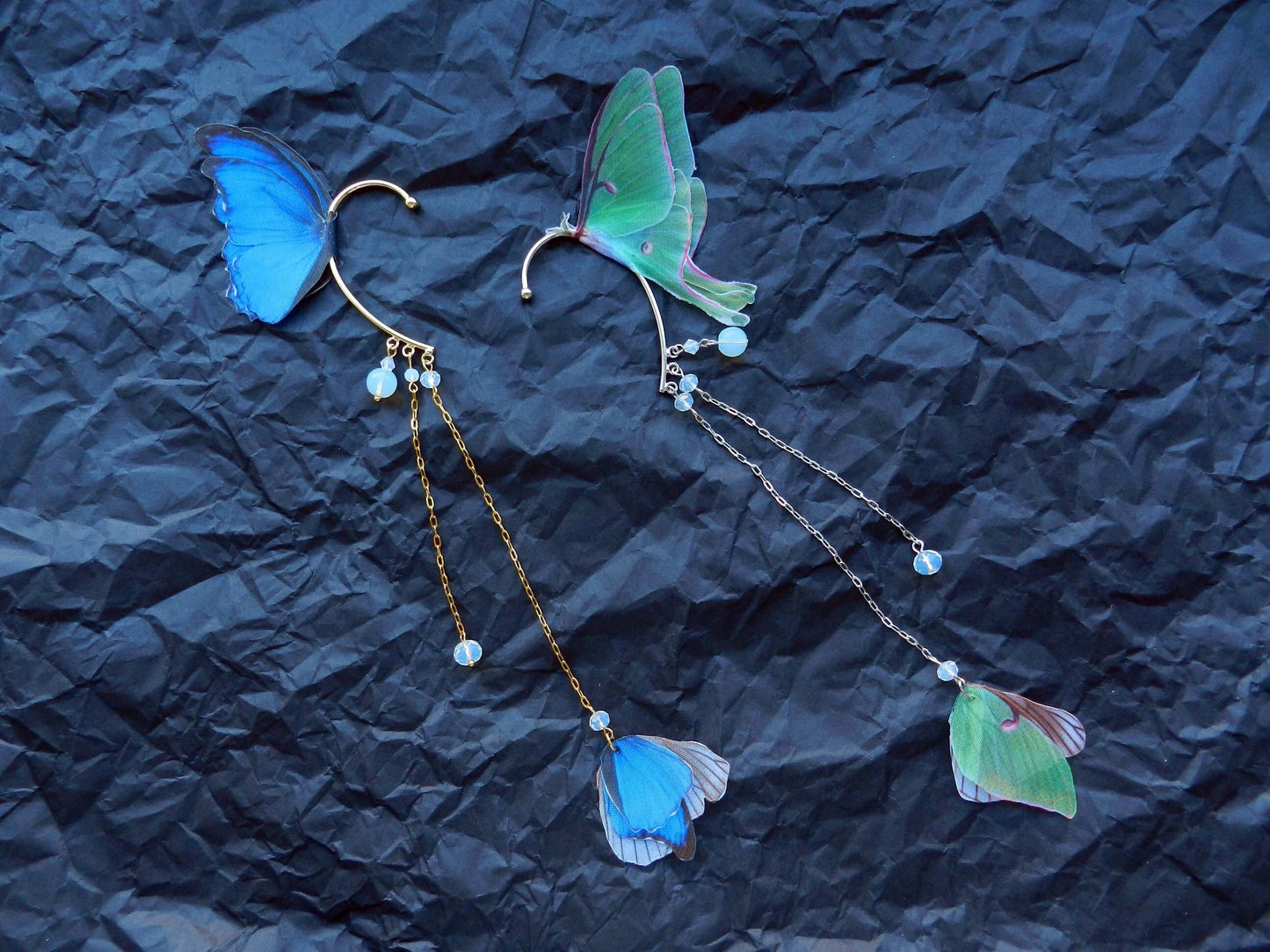 Ear Cuff No Piercing Blue Butterflies or Luna Moth