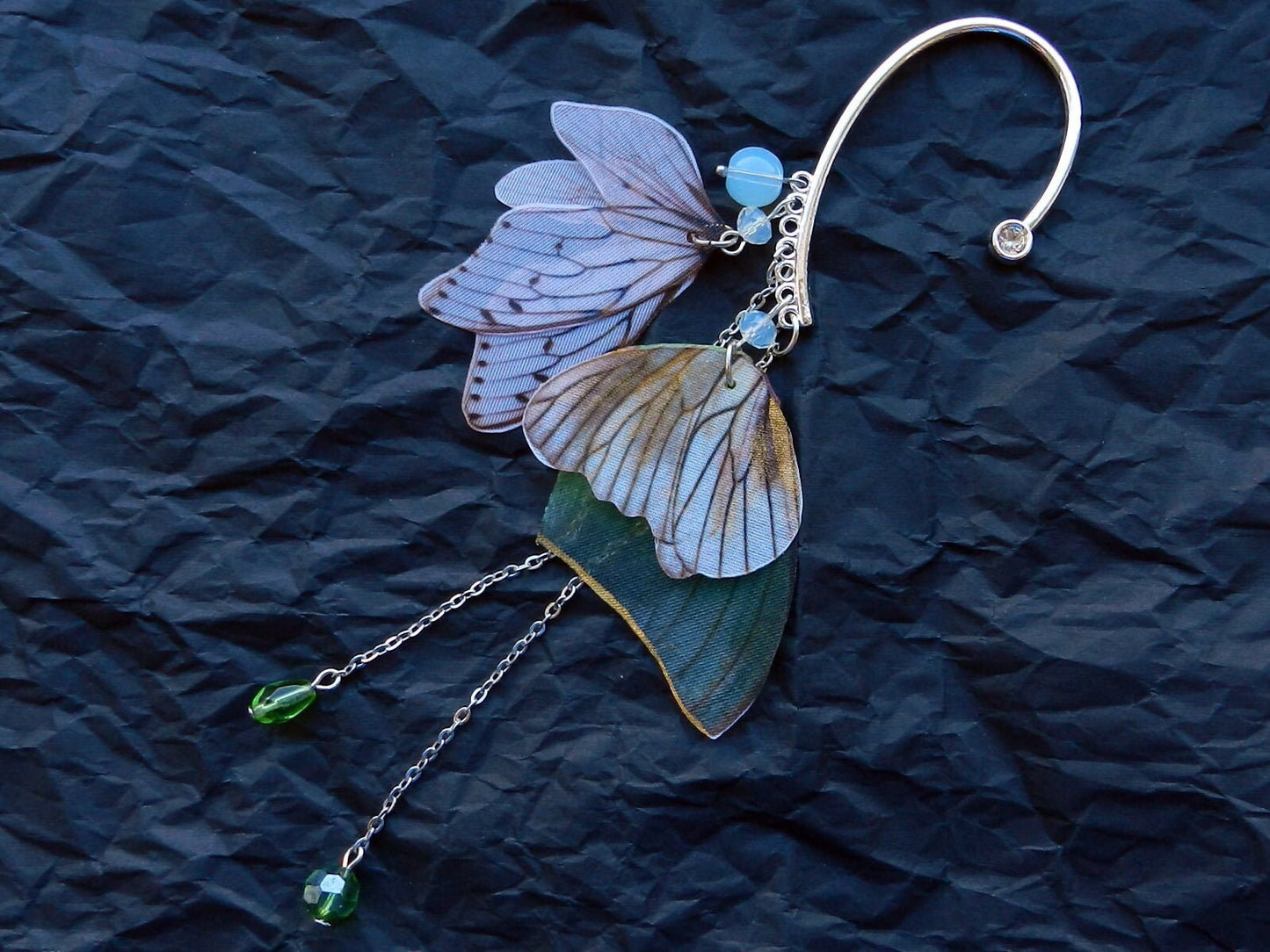 Silk luna moth wings ear cuff no piercing